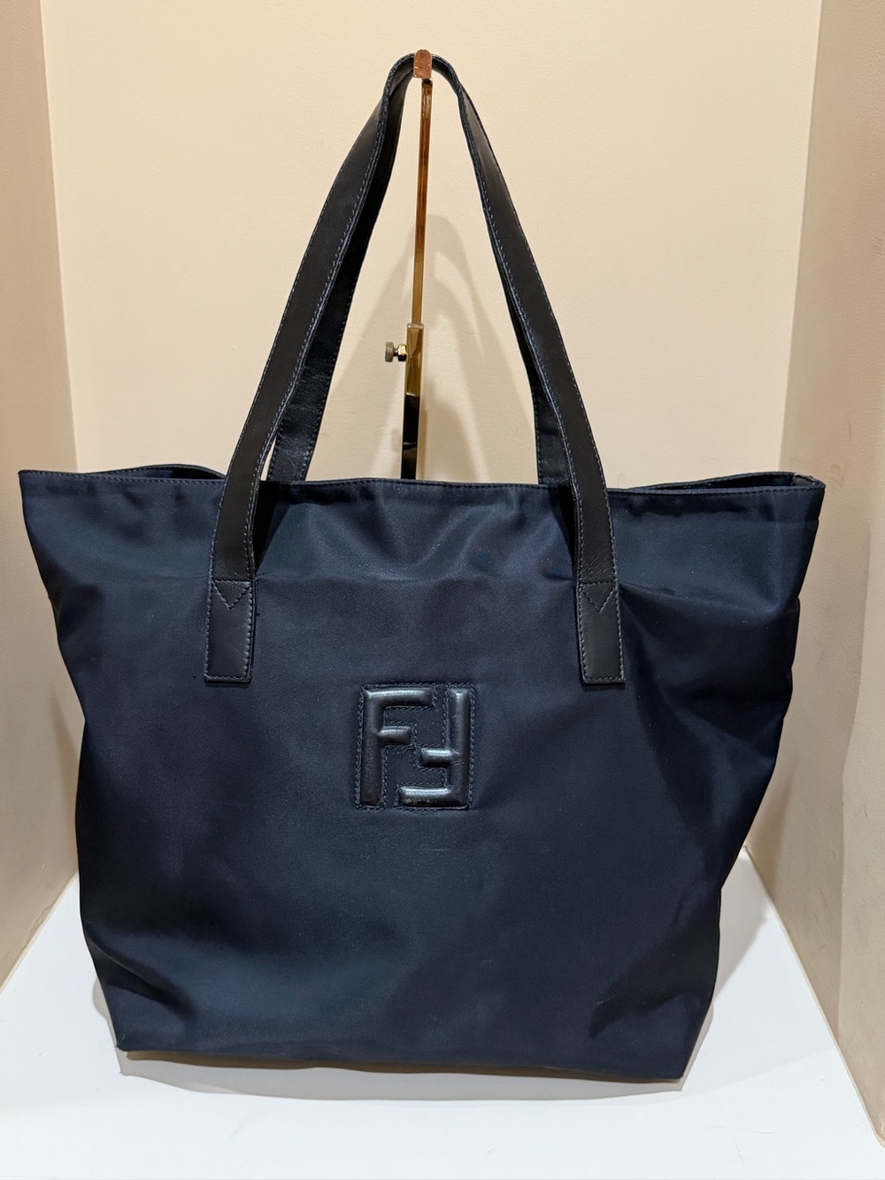 Fendi Black Nylon Logo Tote